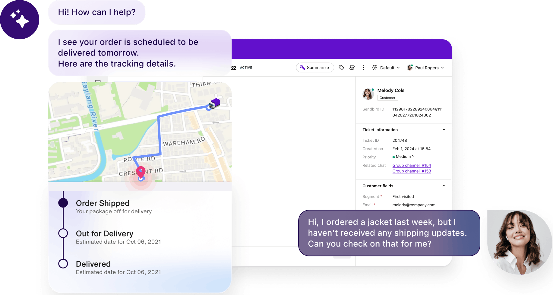 Mobile customer service AI chatbot hero img
