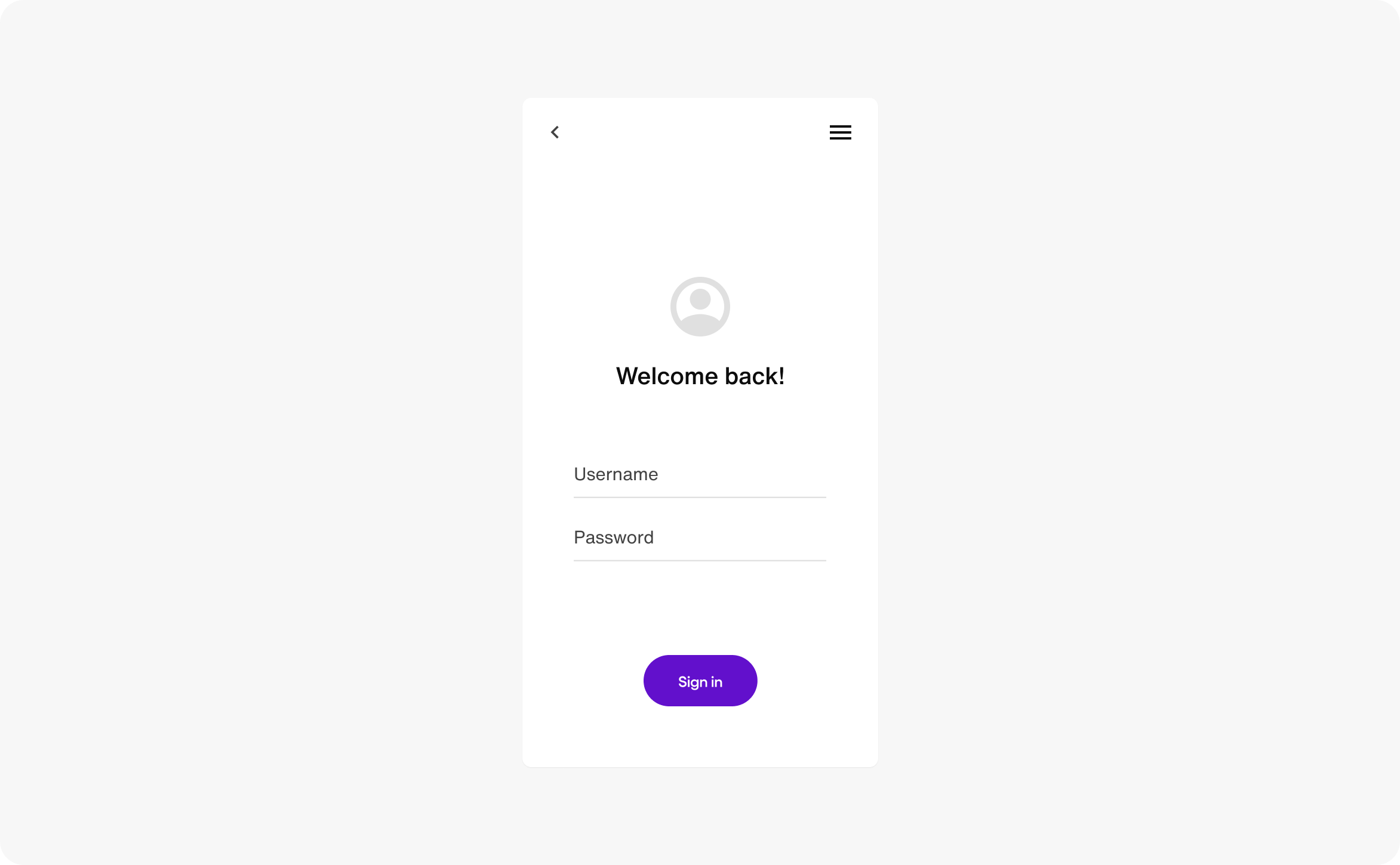 An example of a simple login screen