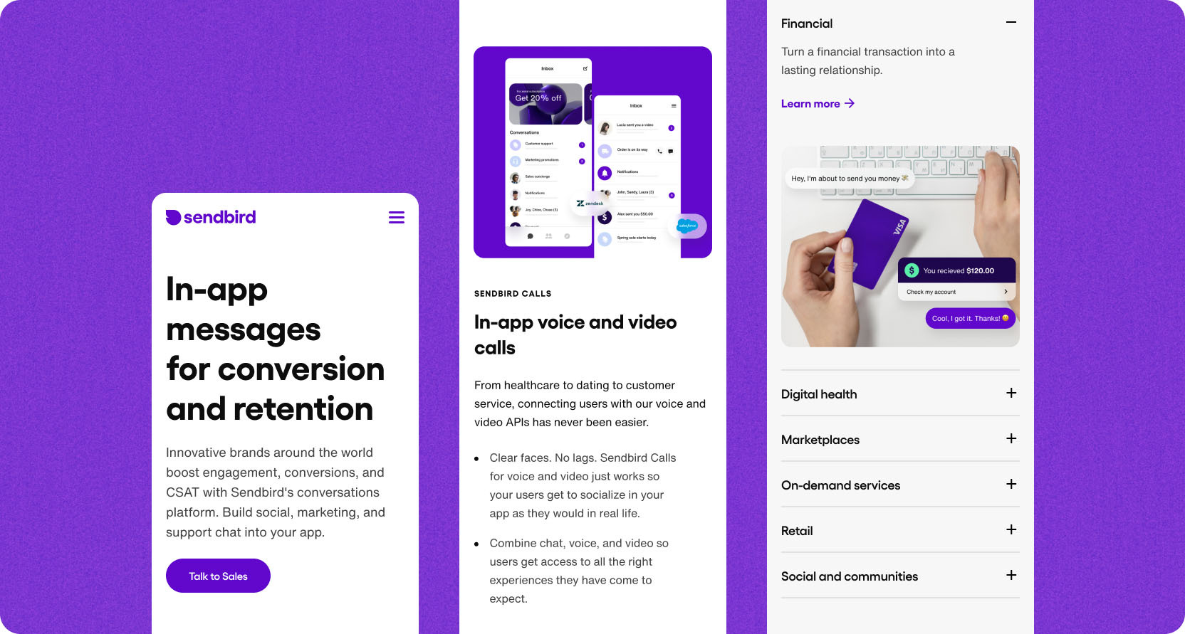 In app messages for conversion and retention