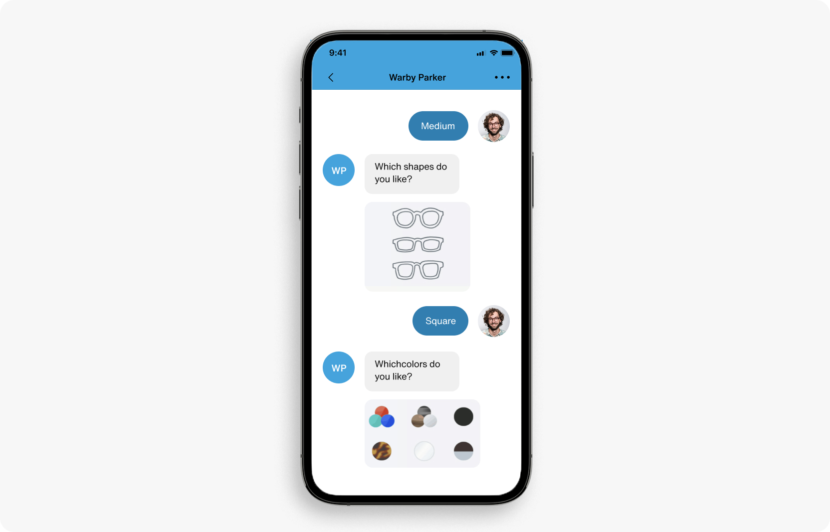 Warby parker in app messaging