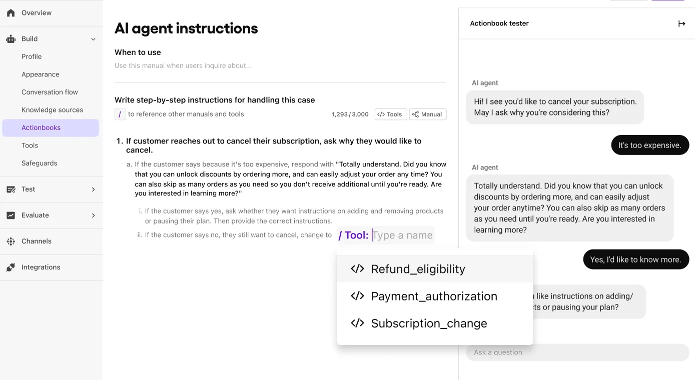 AI SOP redacted in plain text by human agents including API calls