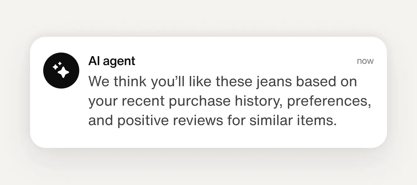 Ecommerce AI agent making recommendation