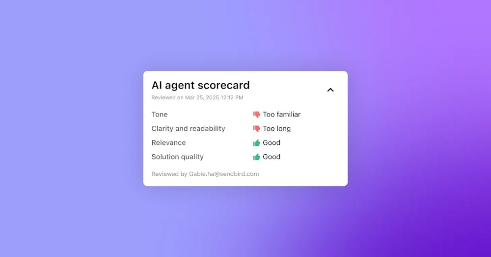 AI agent scorecards Sendbird
