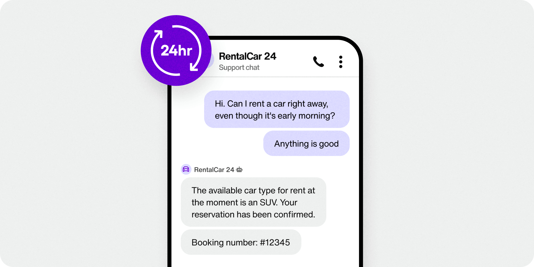An AI chatbot helping a customer with reservation confirmation