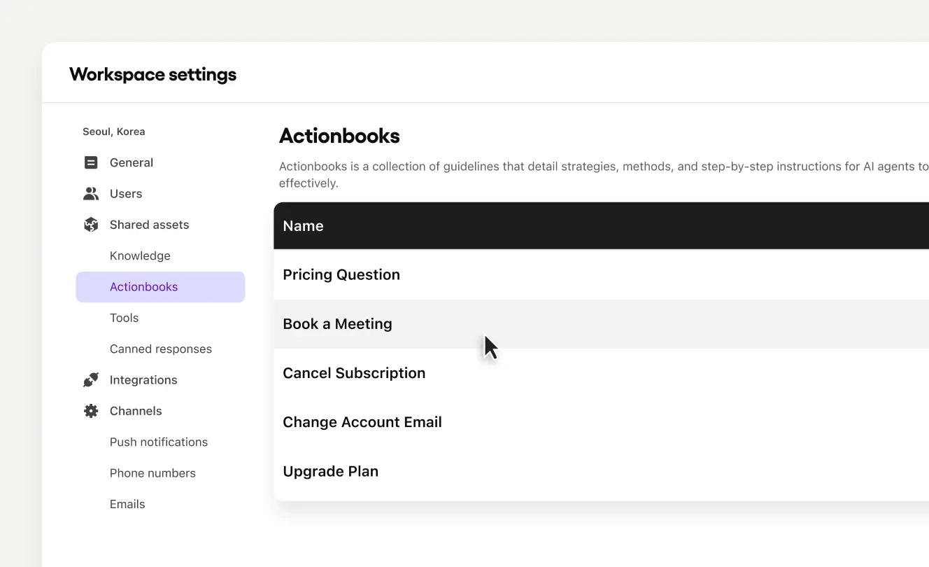 CX teams created multiple Actionbooks (AI SOPs) for their Sendbird AI agents