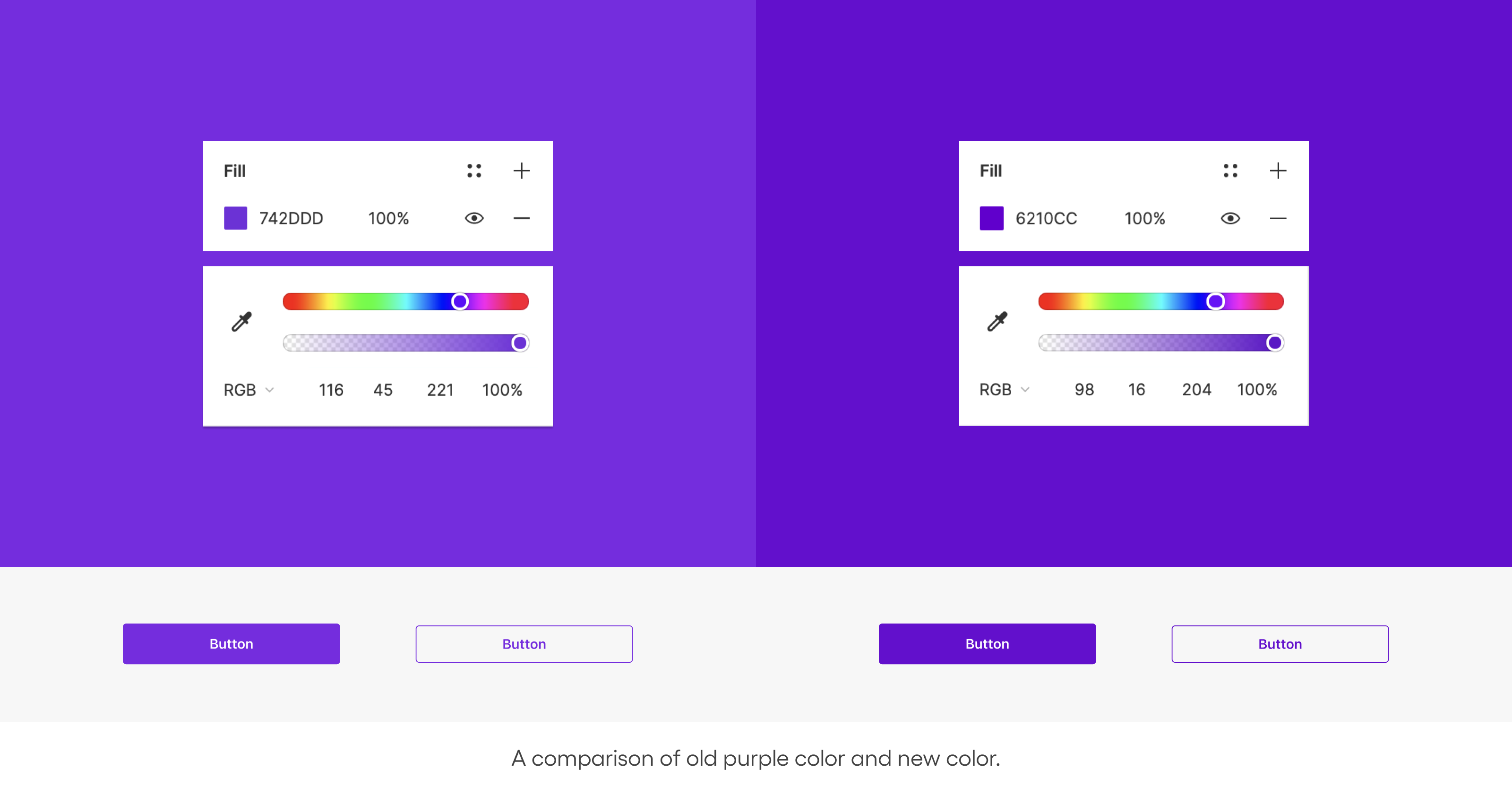 Blog comparison of old purple color and new color