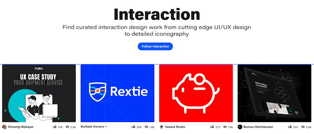 ブログ Behance インターフェースのデザイン