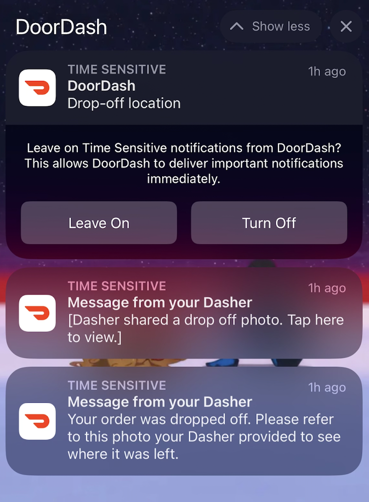 博客 DoorDash 送货通知