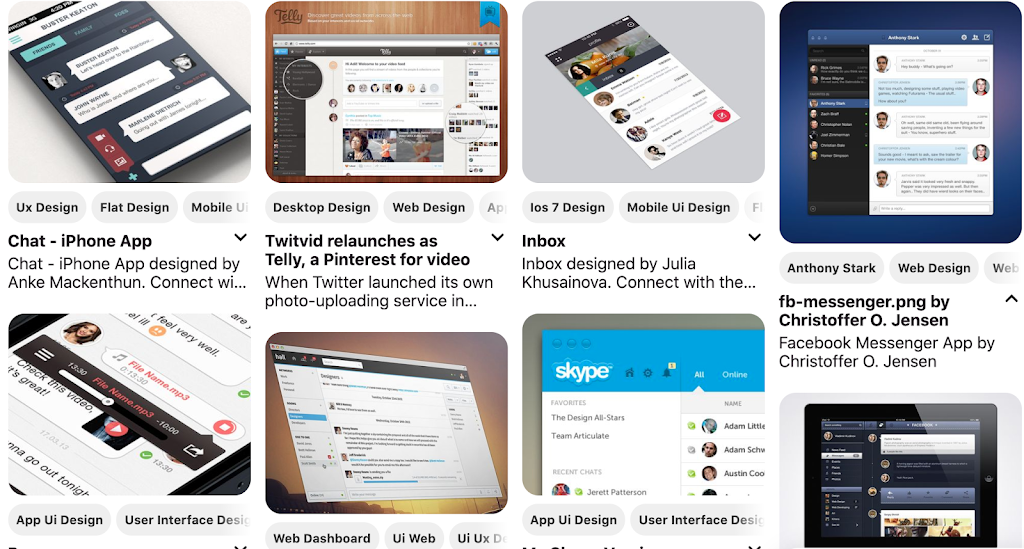 ブログ Pinterest のインターフェイス デザイン
