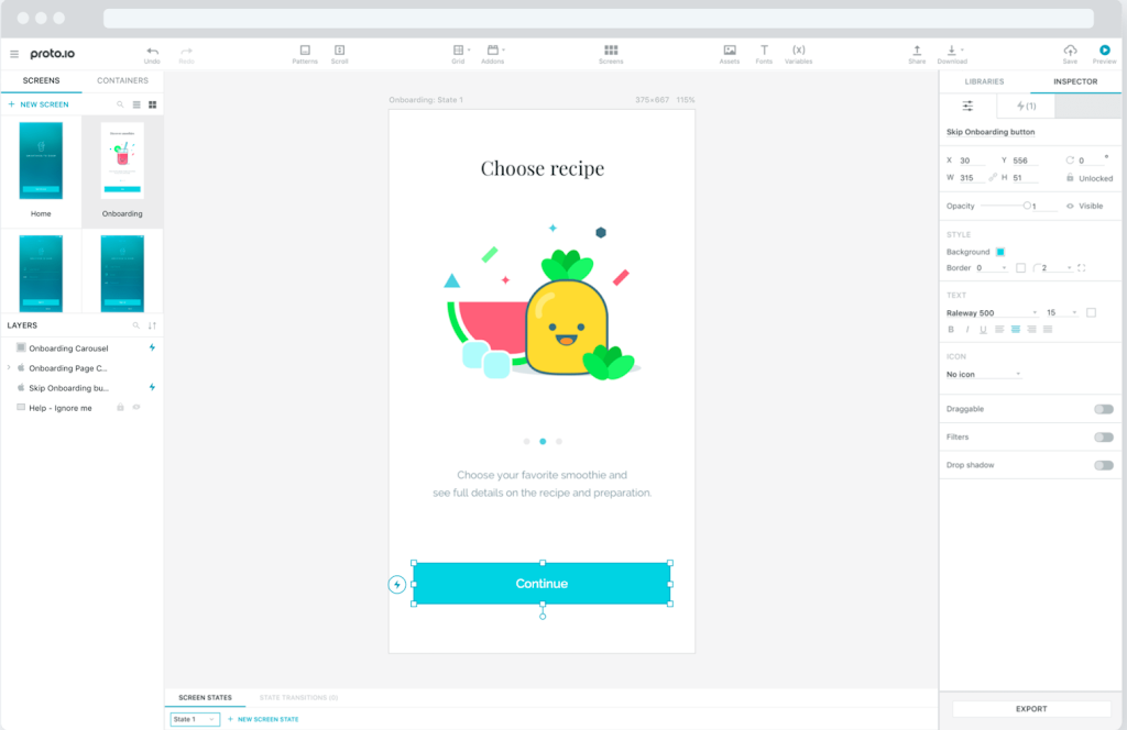 ブログ Proto.io インターフェイス設計