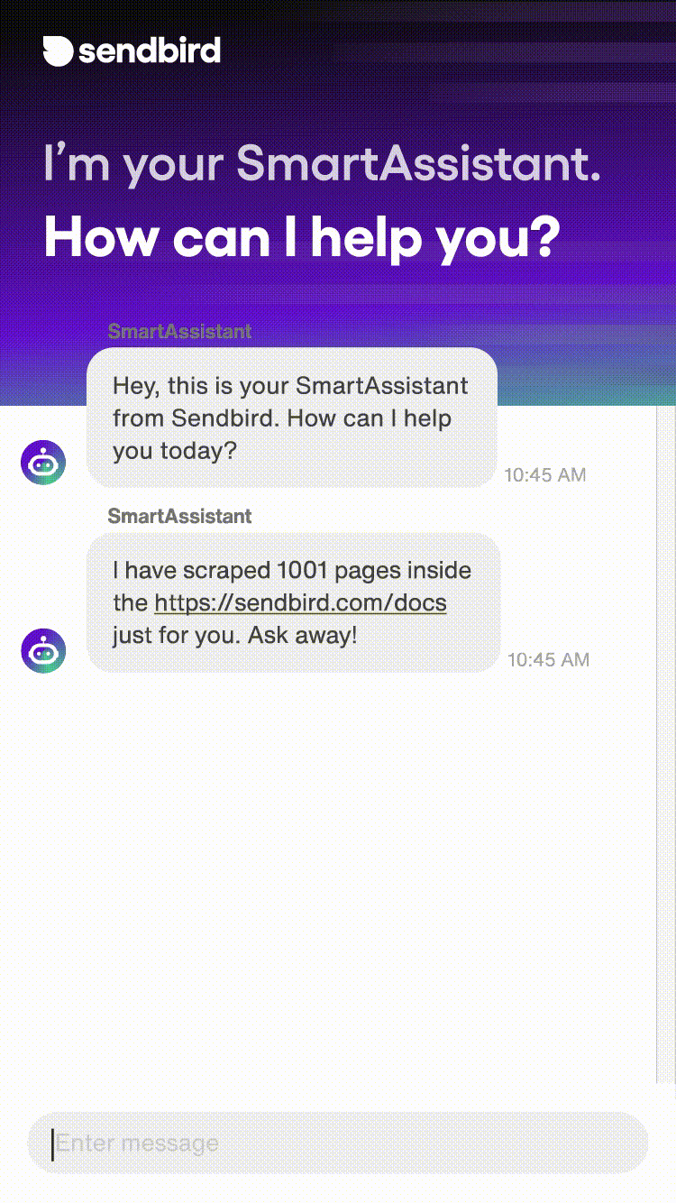 Sendbird SmartAssistant