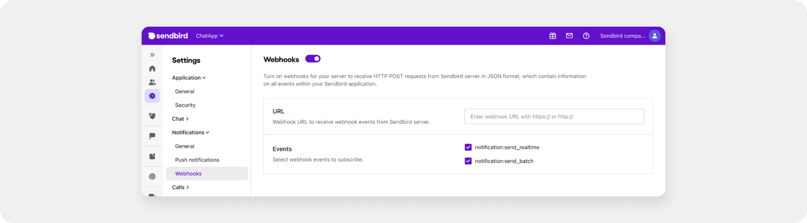 No-code mobile notification webhook configuration dashboard