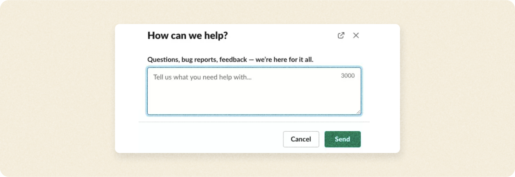 A feedback form for general user opinions