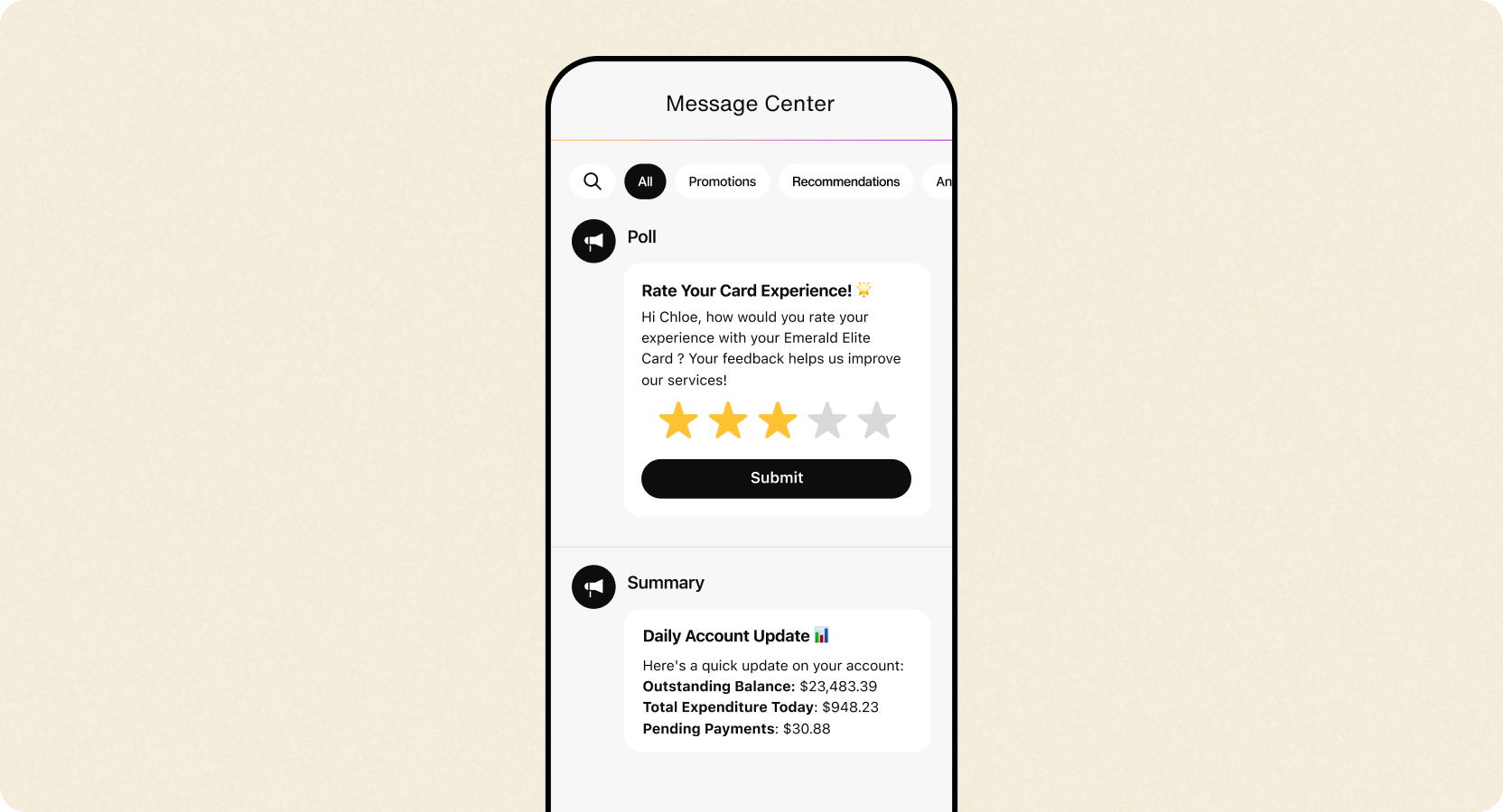 A sample Notification Center built with Sendbird