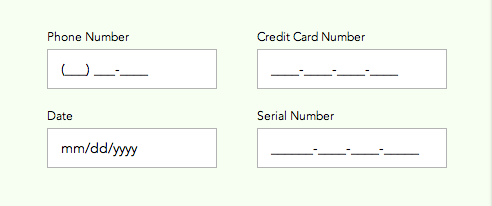 An example of an input mask