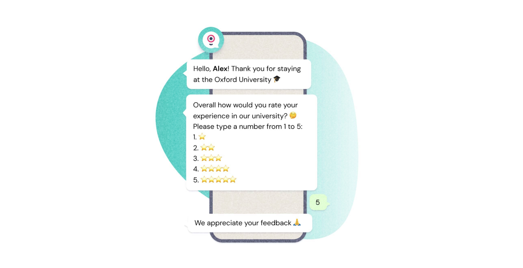 Example chatbot asking for in-app feedback