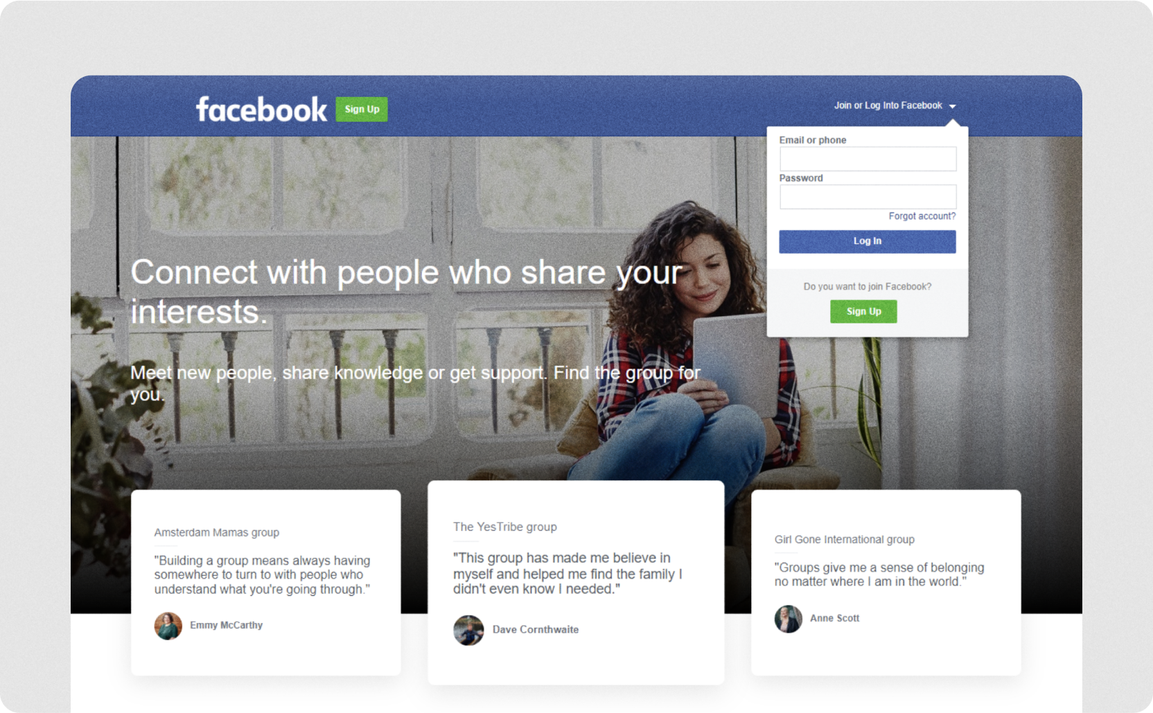 A screenshot of Facebook Groups