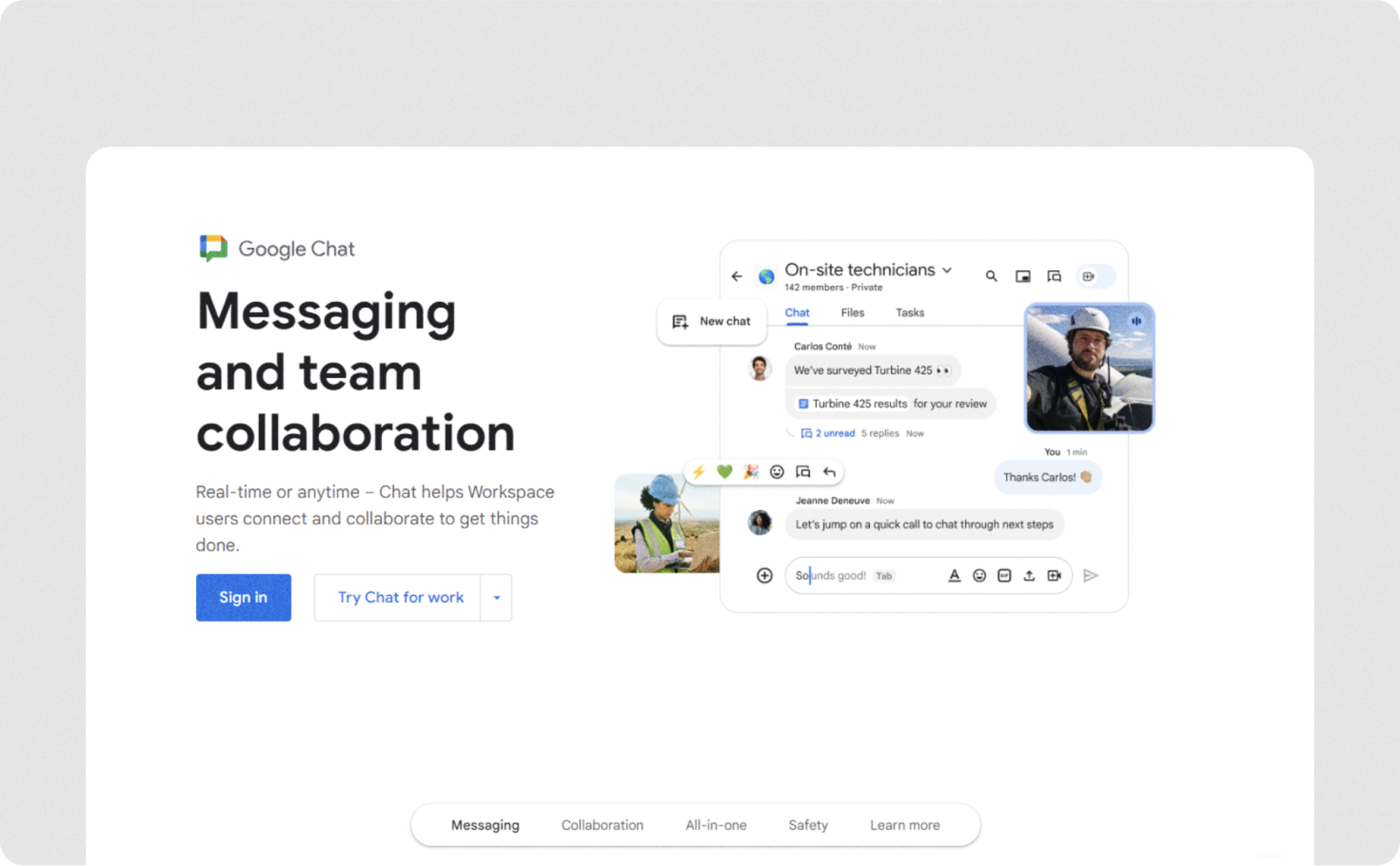 A screenshot of Google Chat