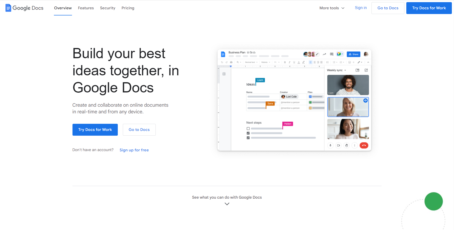 Types of mobile apps: Google Docs on the web