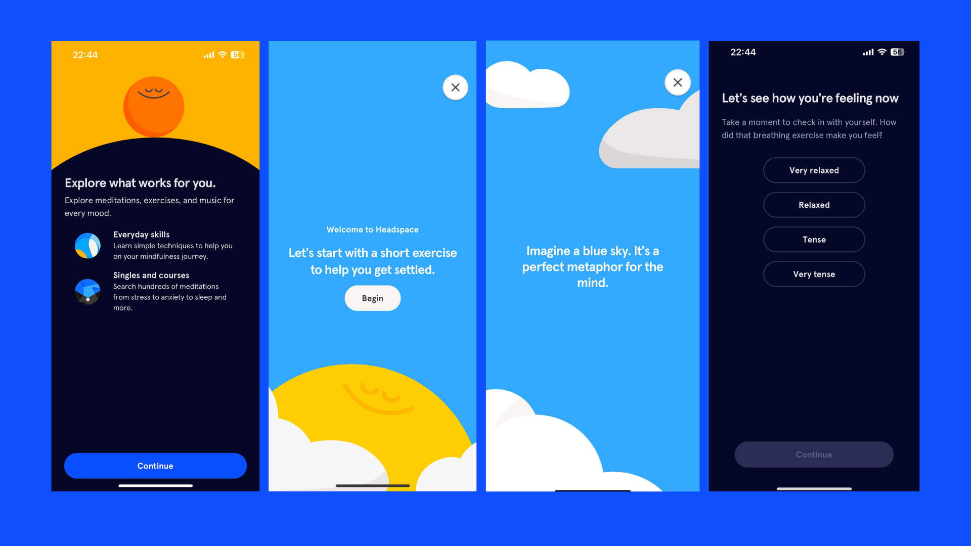Images of Headspace app onboarding
