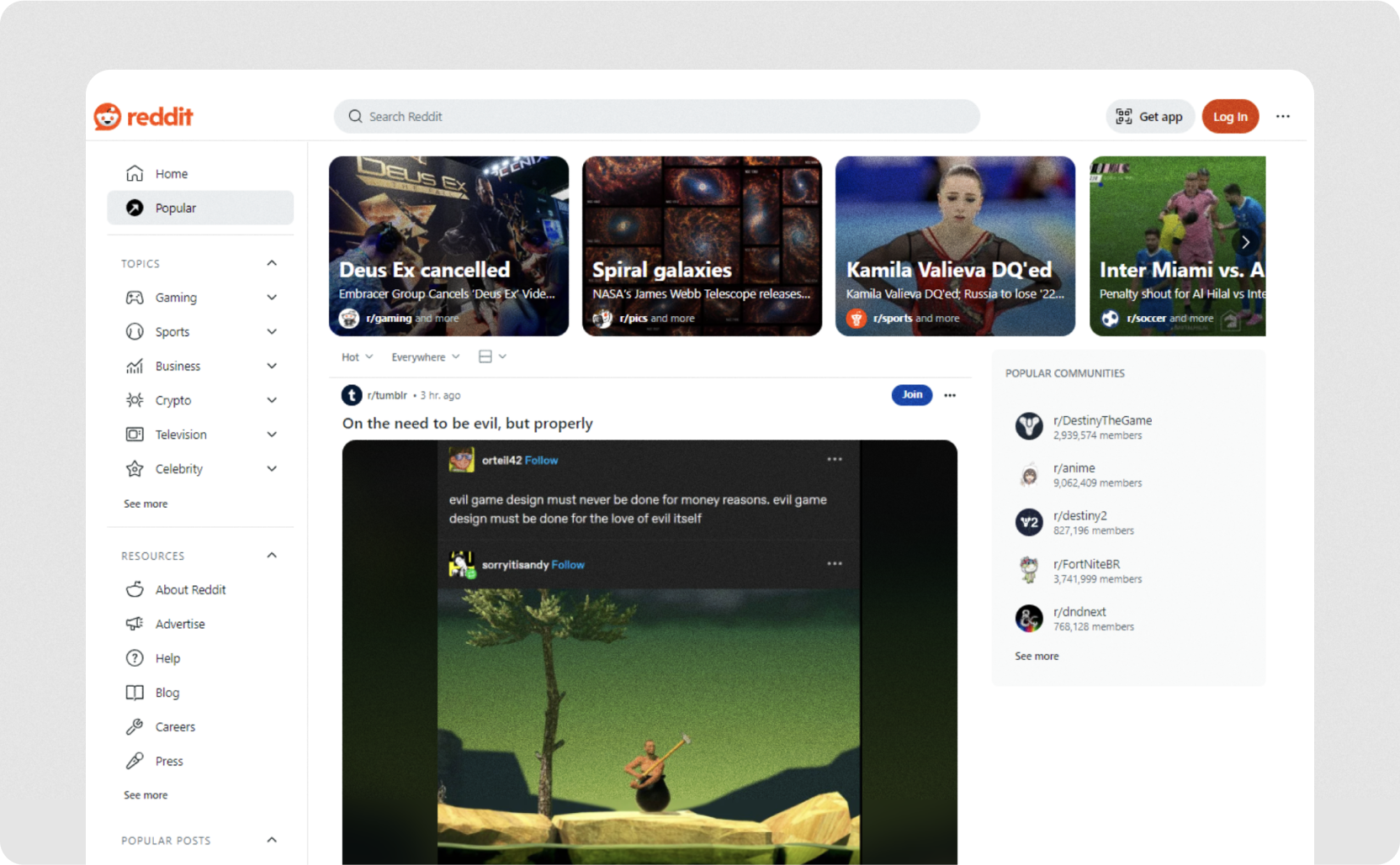 A screenshot of Reddit