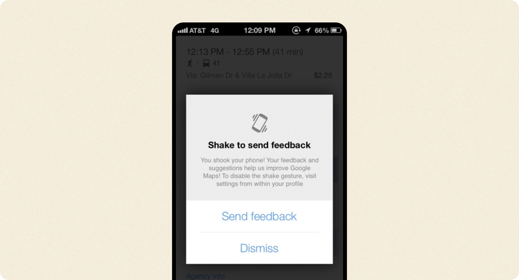 Shake to send feedback