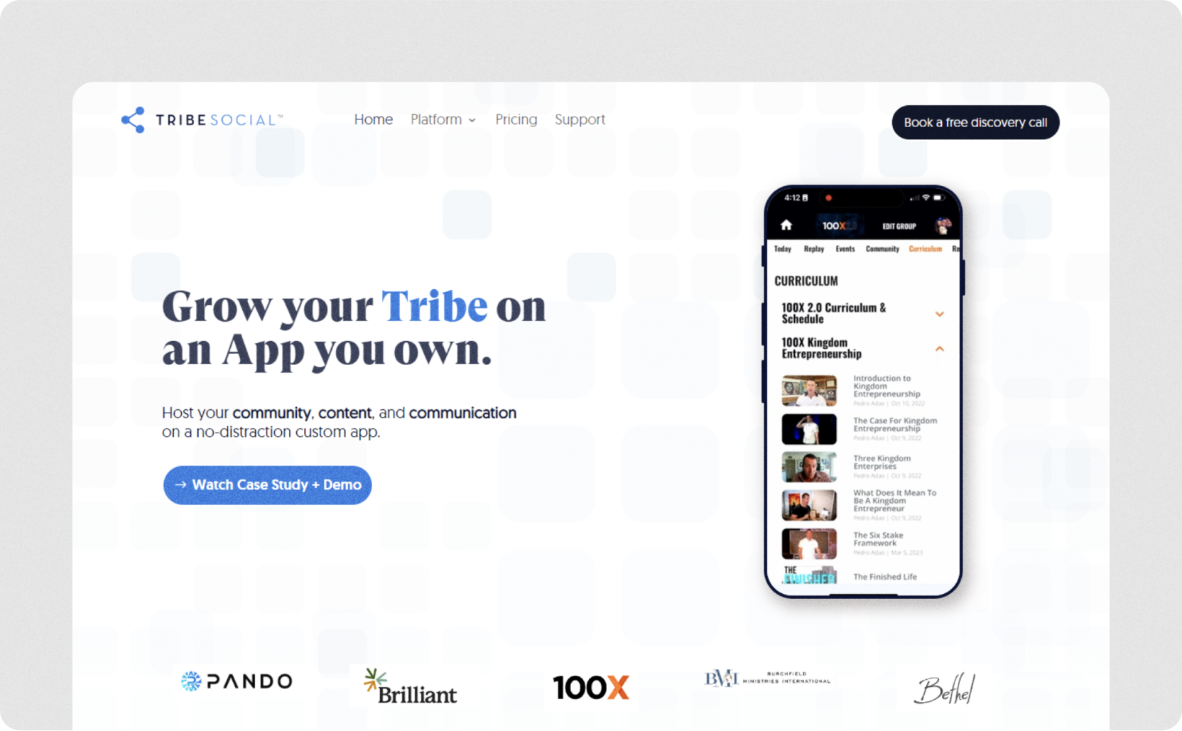 A screenshot of Tribe Social