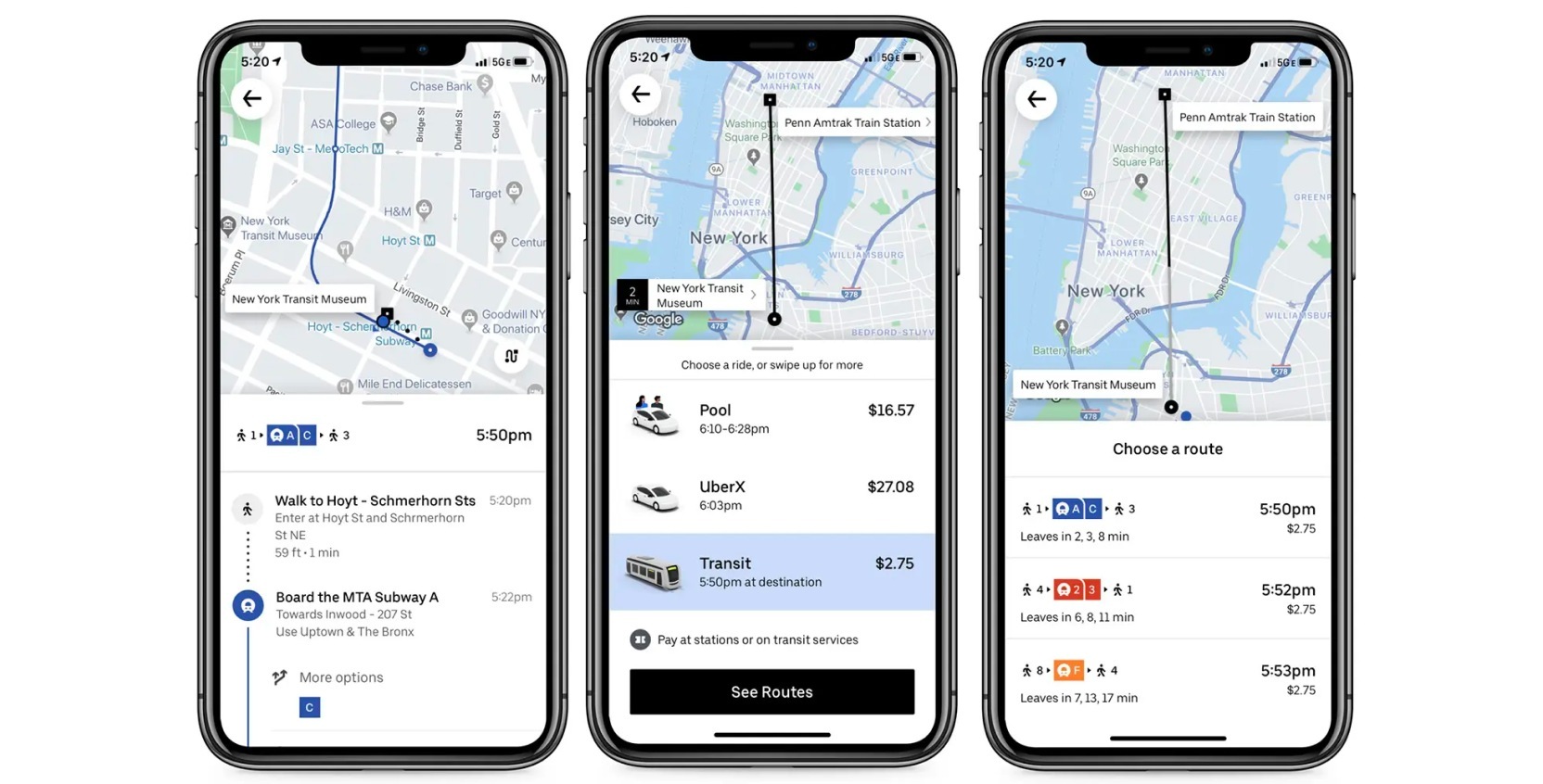 Types of mobile apps: Screenshots of Uber, a hybrid app