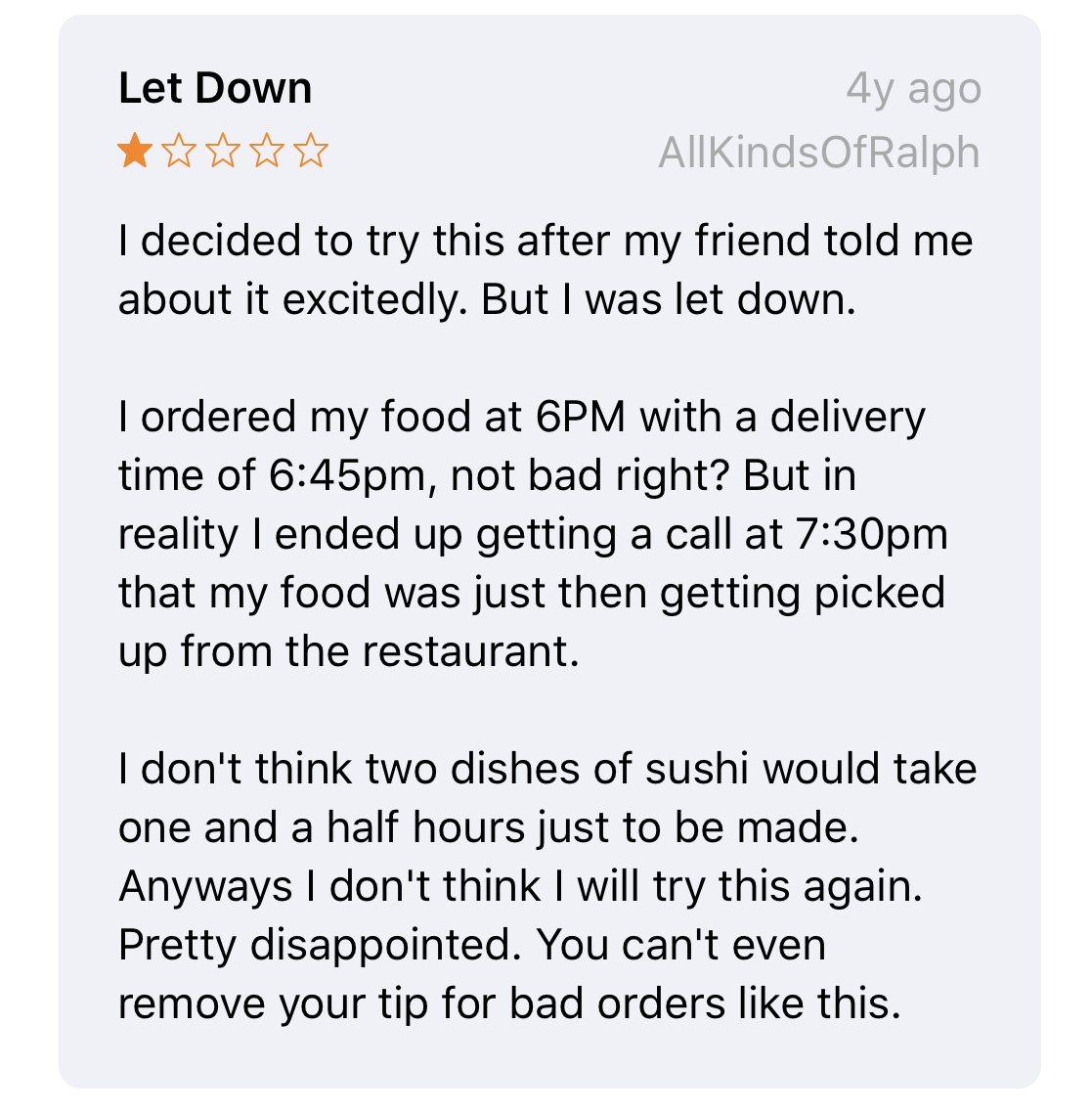 Blog negative review late call on demand