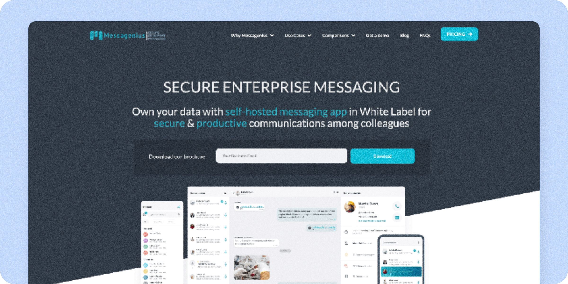 Messagenius is one of the best encrypted messaging apps for businesses