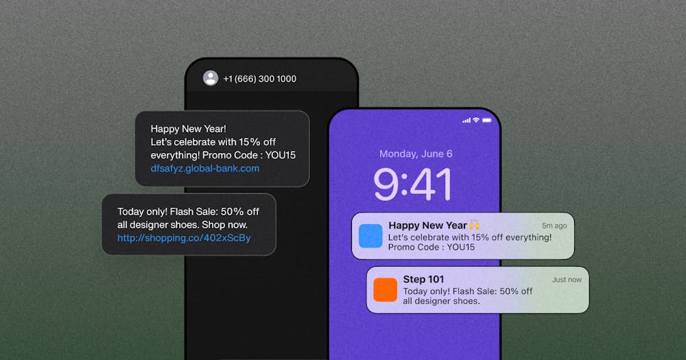 Blog The difference between push notifications and SMS notification header