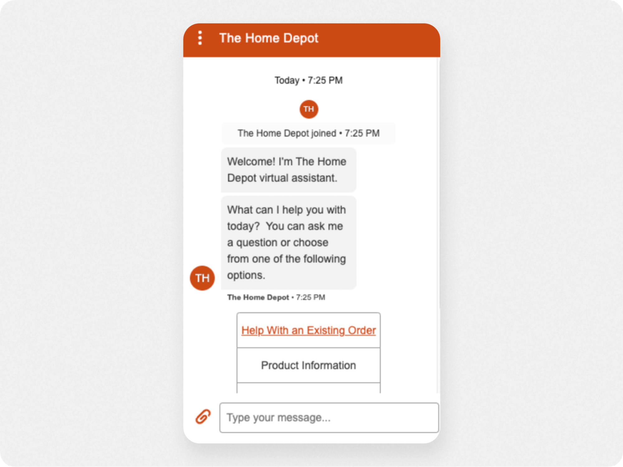 Home Depot chatbot