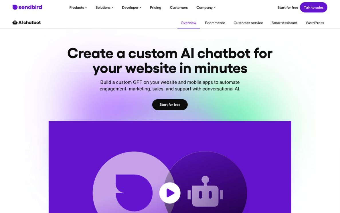 An image depicting Sendbird's AI chatbot platform