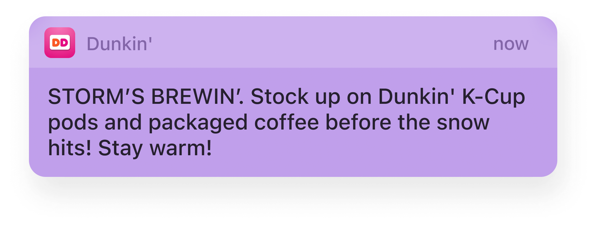 Dunkin push notification example