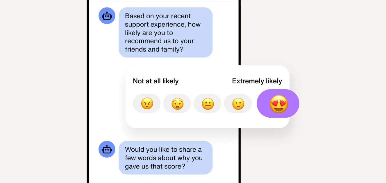 AI customer service agent gathers customer feedback in conversation.