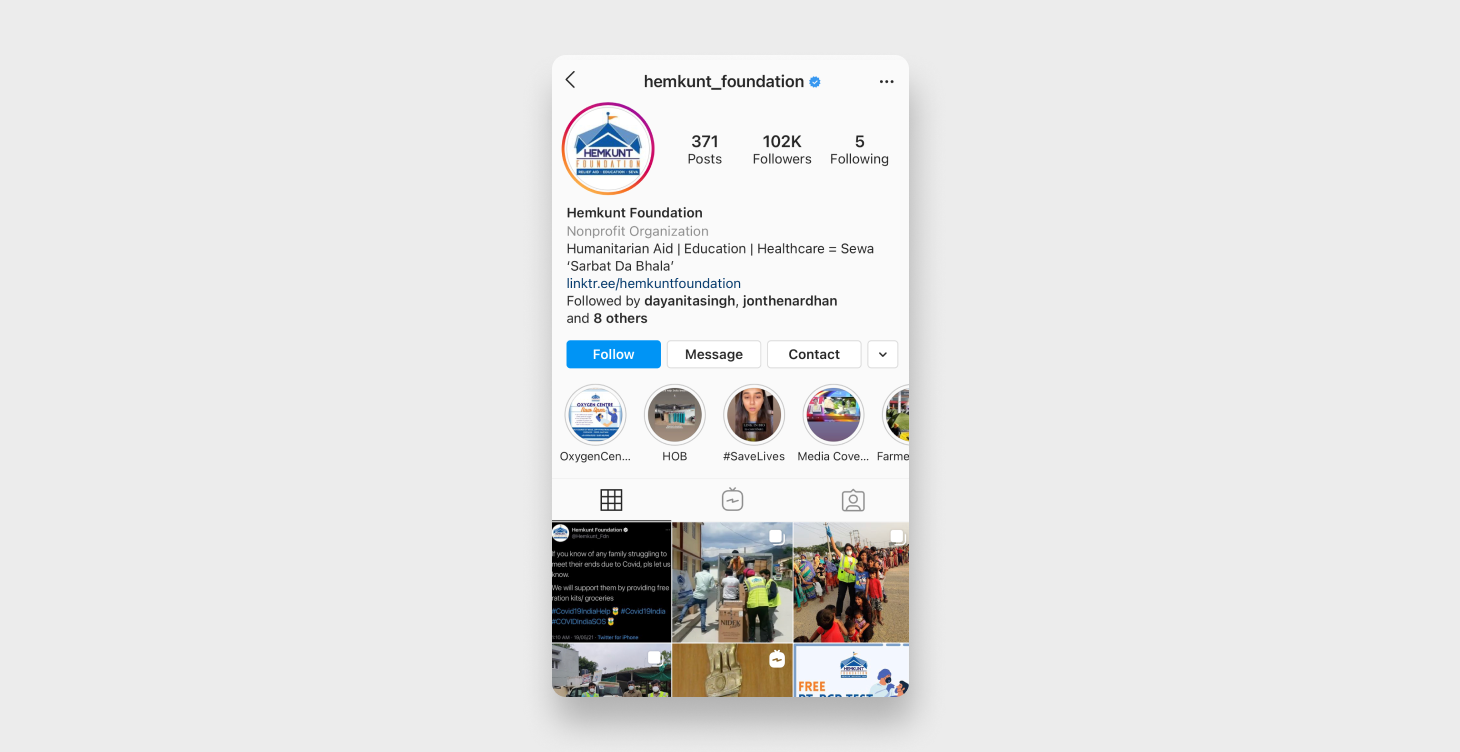 Hemkunt foundation Instagram