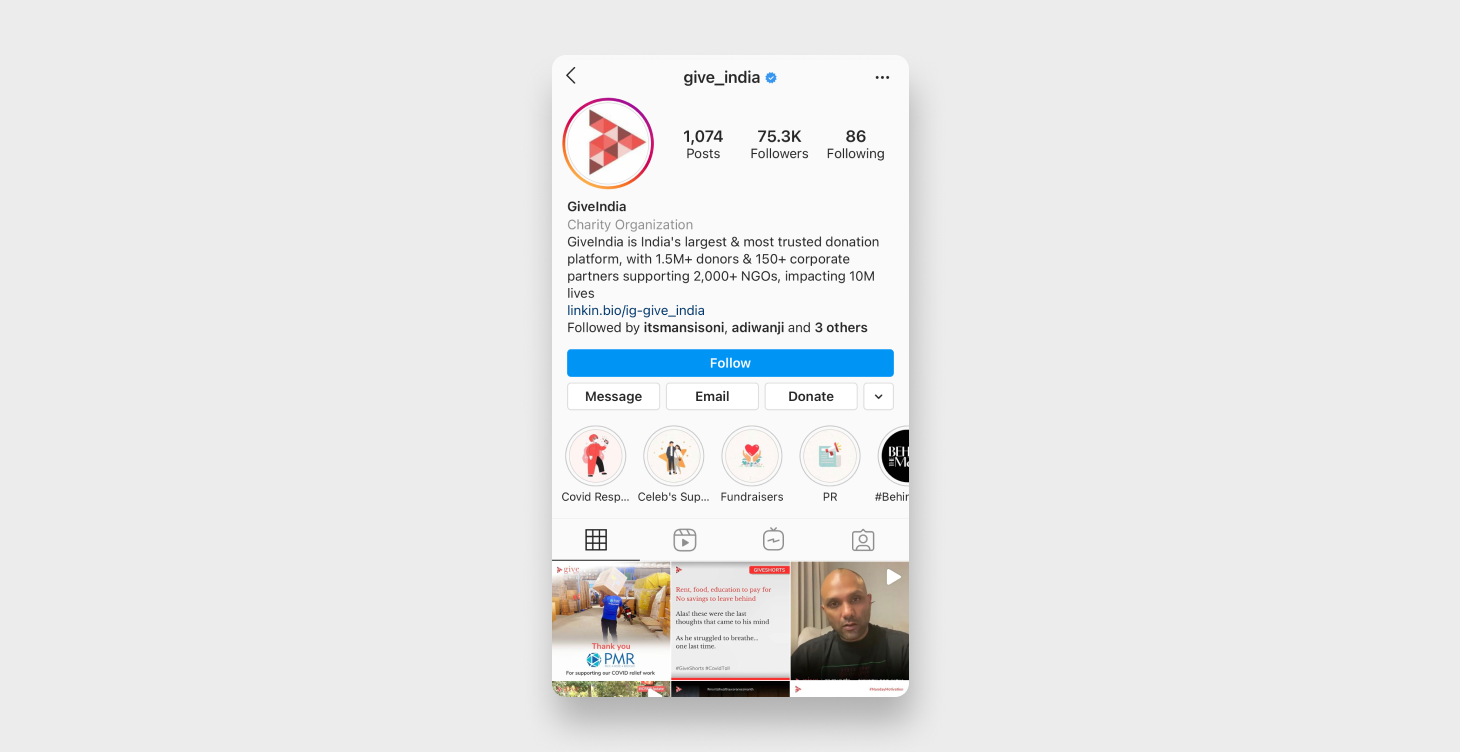 Give India Instagram