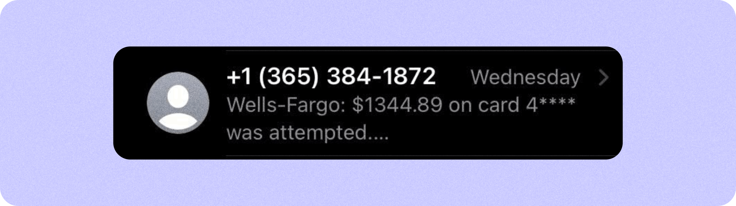 A potential SMS scam from a sender posing as Wells Fargo