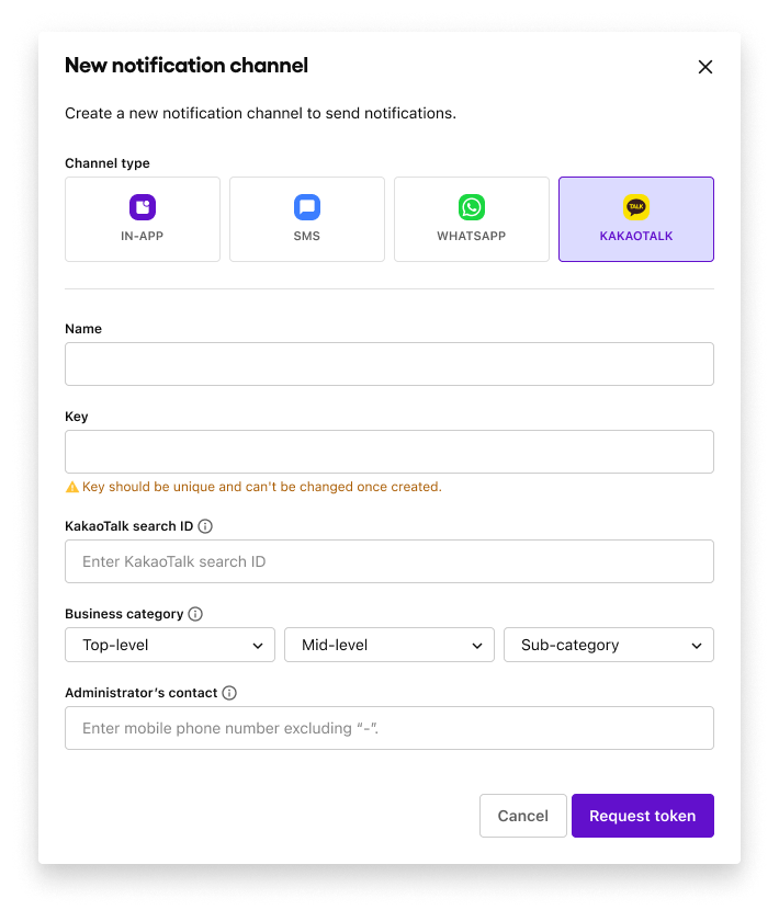 Figure 5: A user selects and sets up a KakaoTalk channel