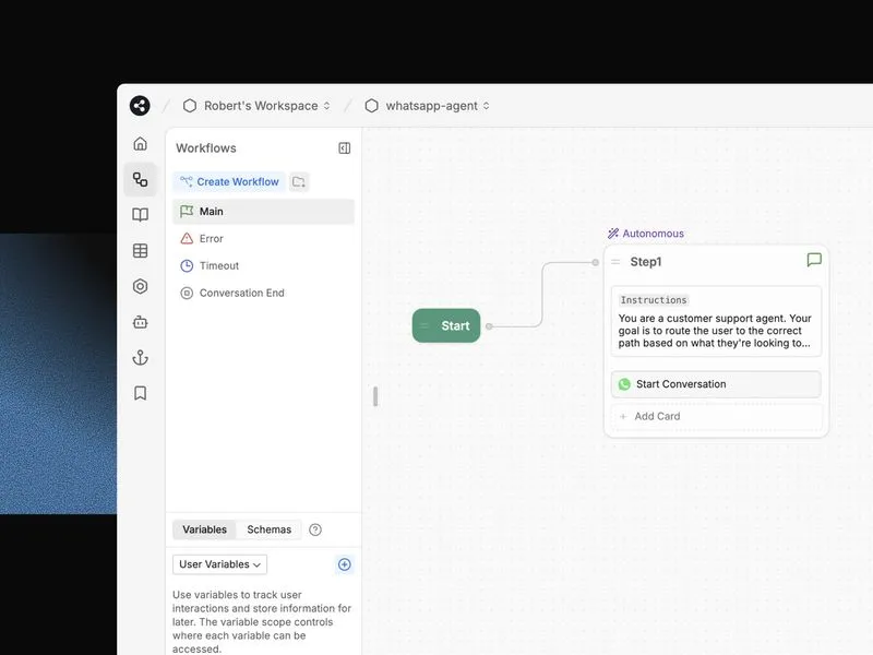 Lindy AI agent builder showing mix of drag and drop and coding development in grey user interface”