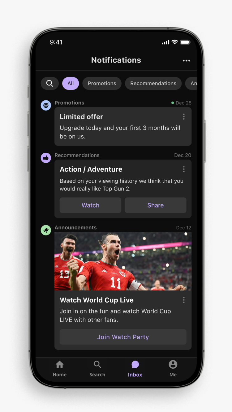 notifications center sendbird