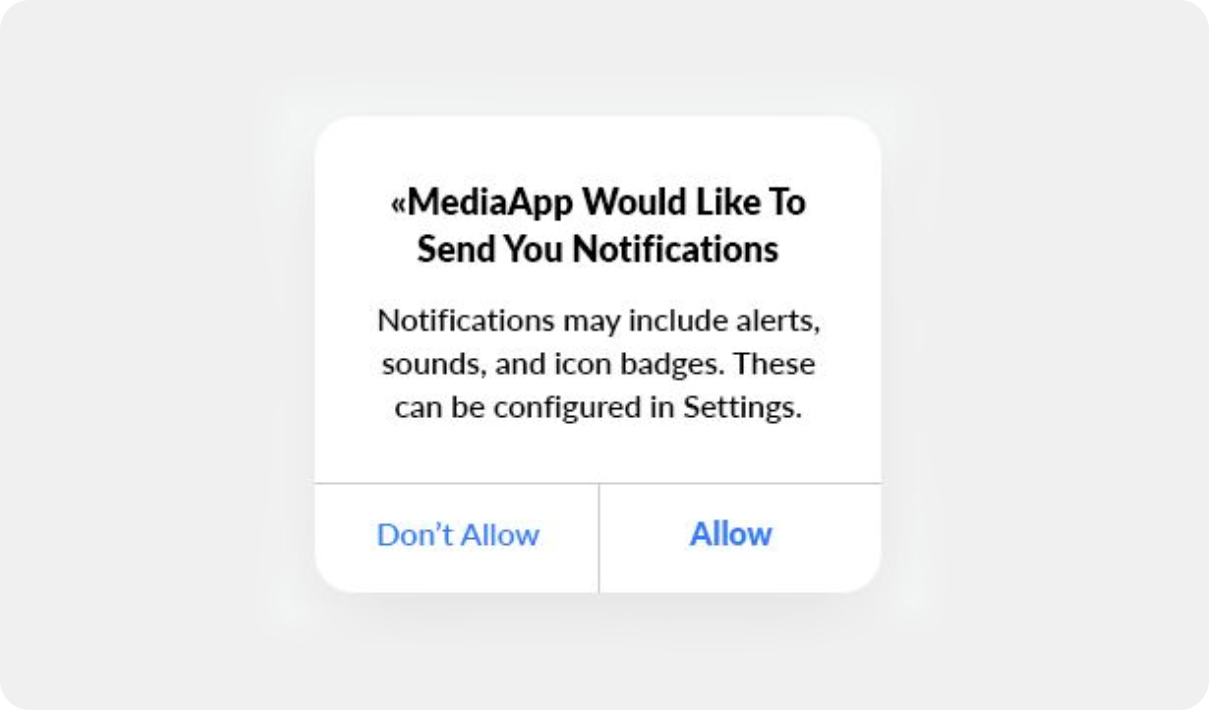 A default iOS prompt for push notifications