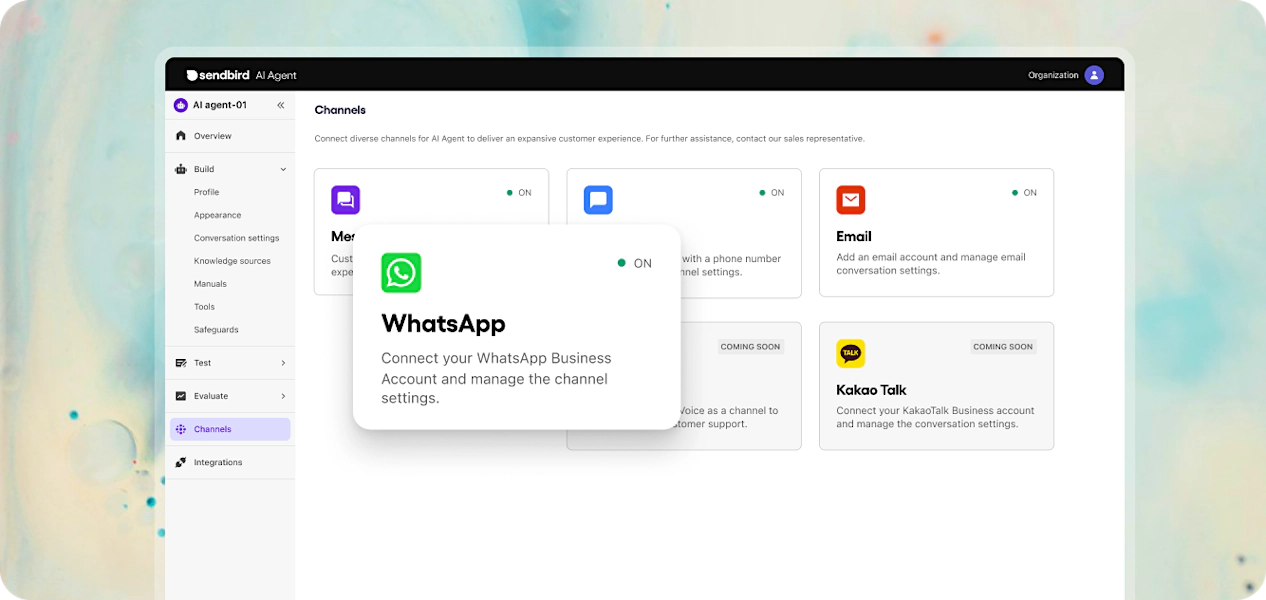 센드버드 AI 에이전트 & WhatsApp 연동 지원