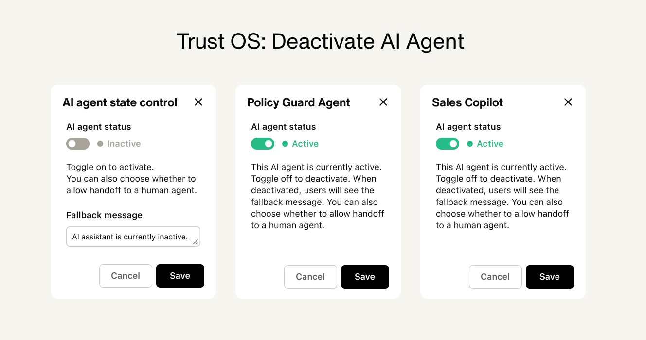 Trust OS deactivate AI agent