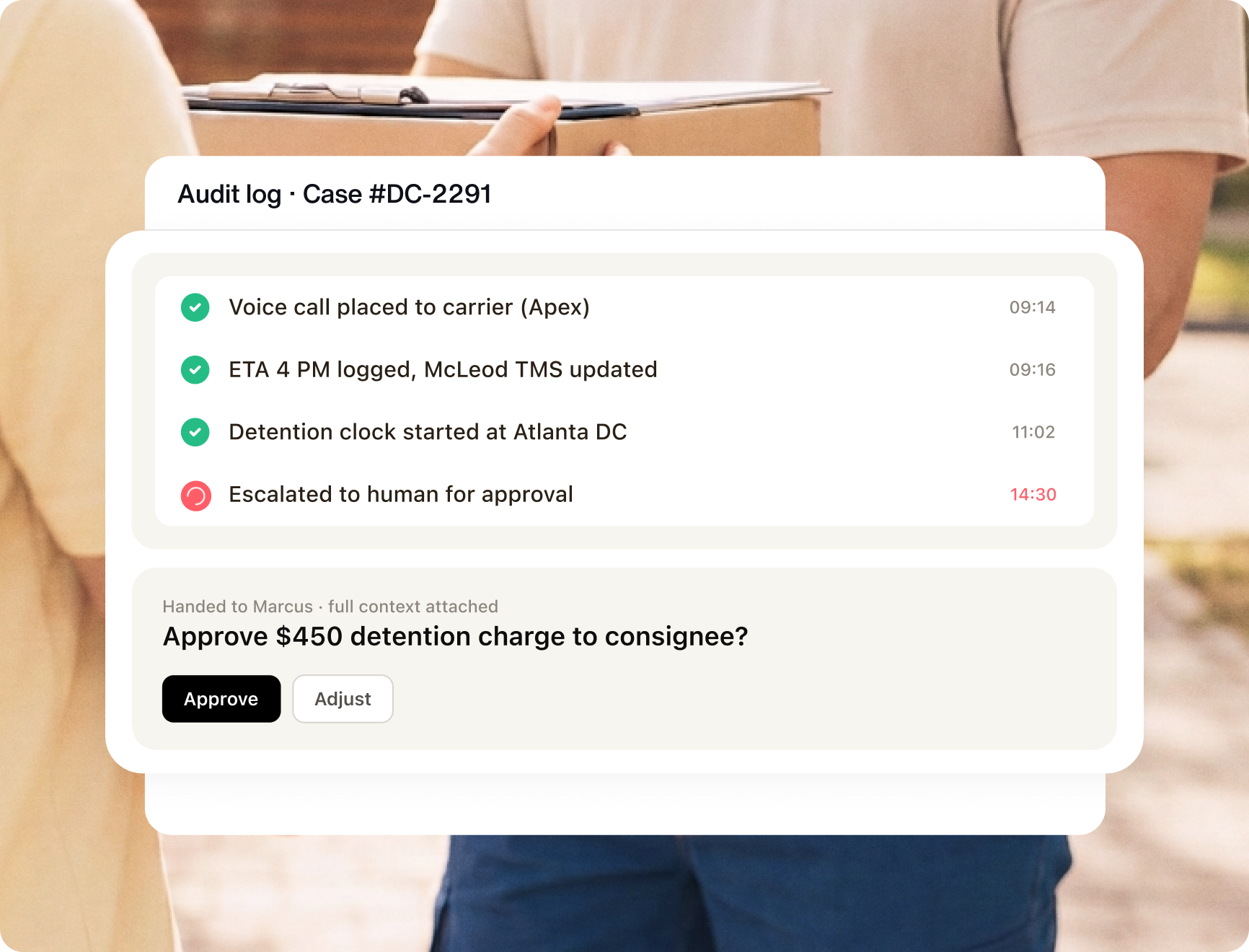 The audit trail that wins claims and defends chargebacks.