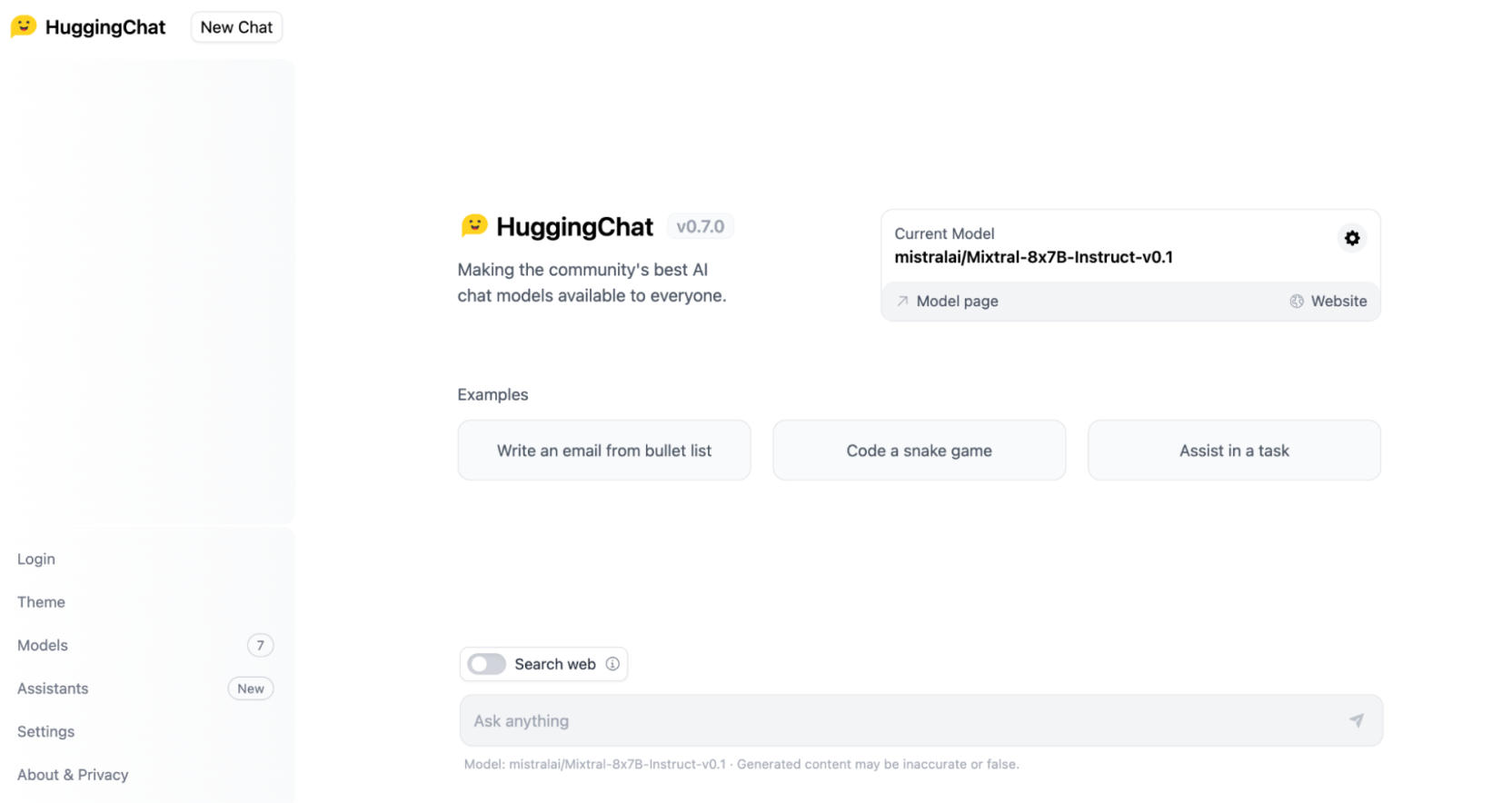 One of the best AI chatbots in 2024: HuggingChat