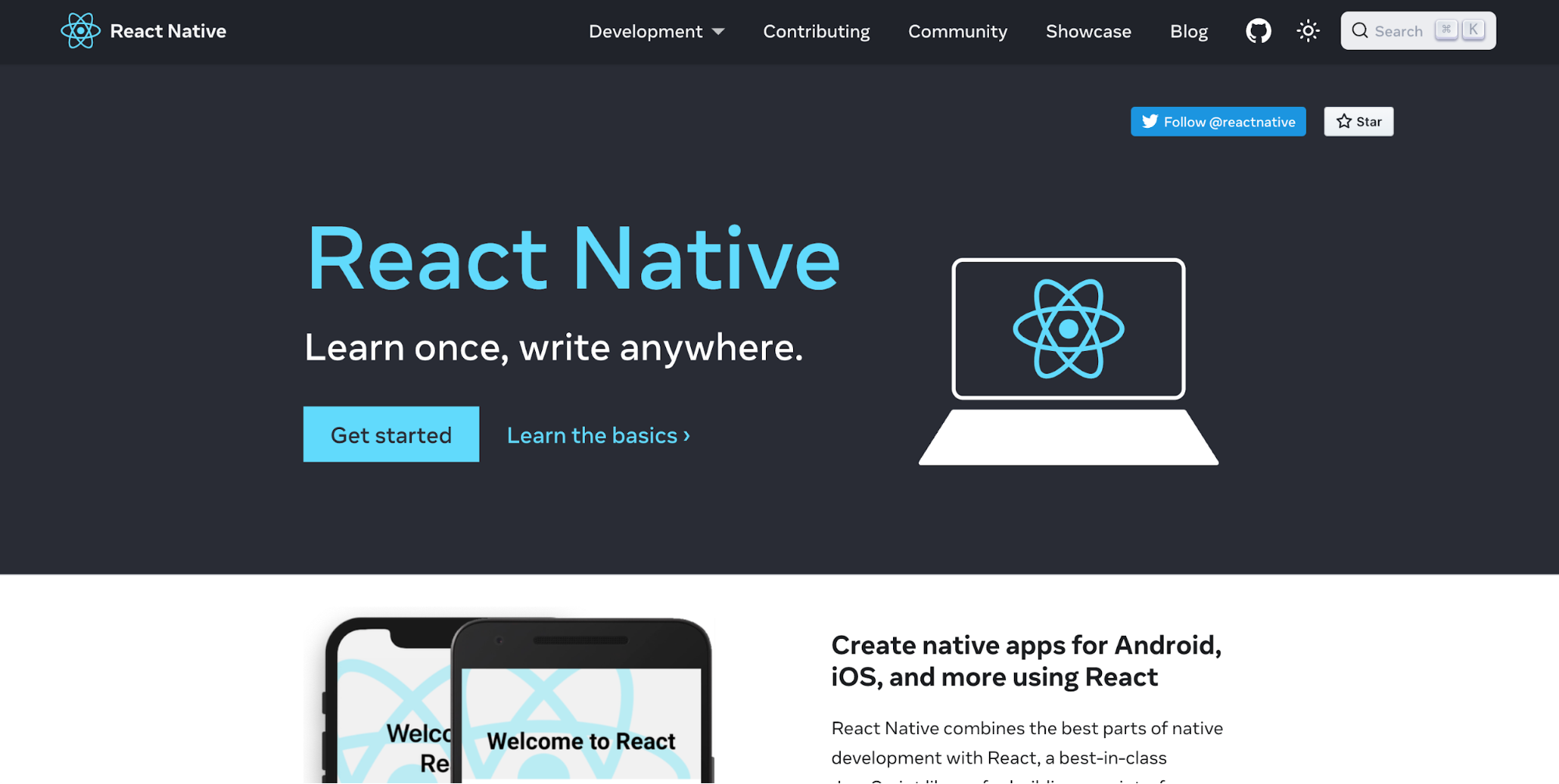 React Native homepage