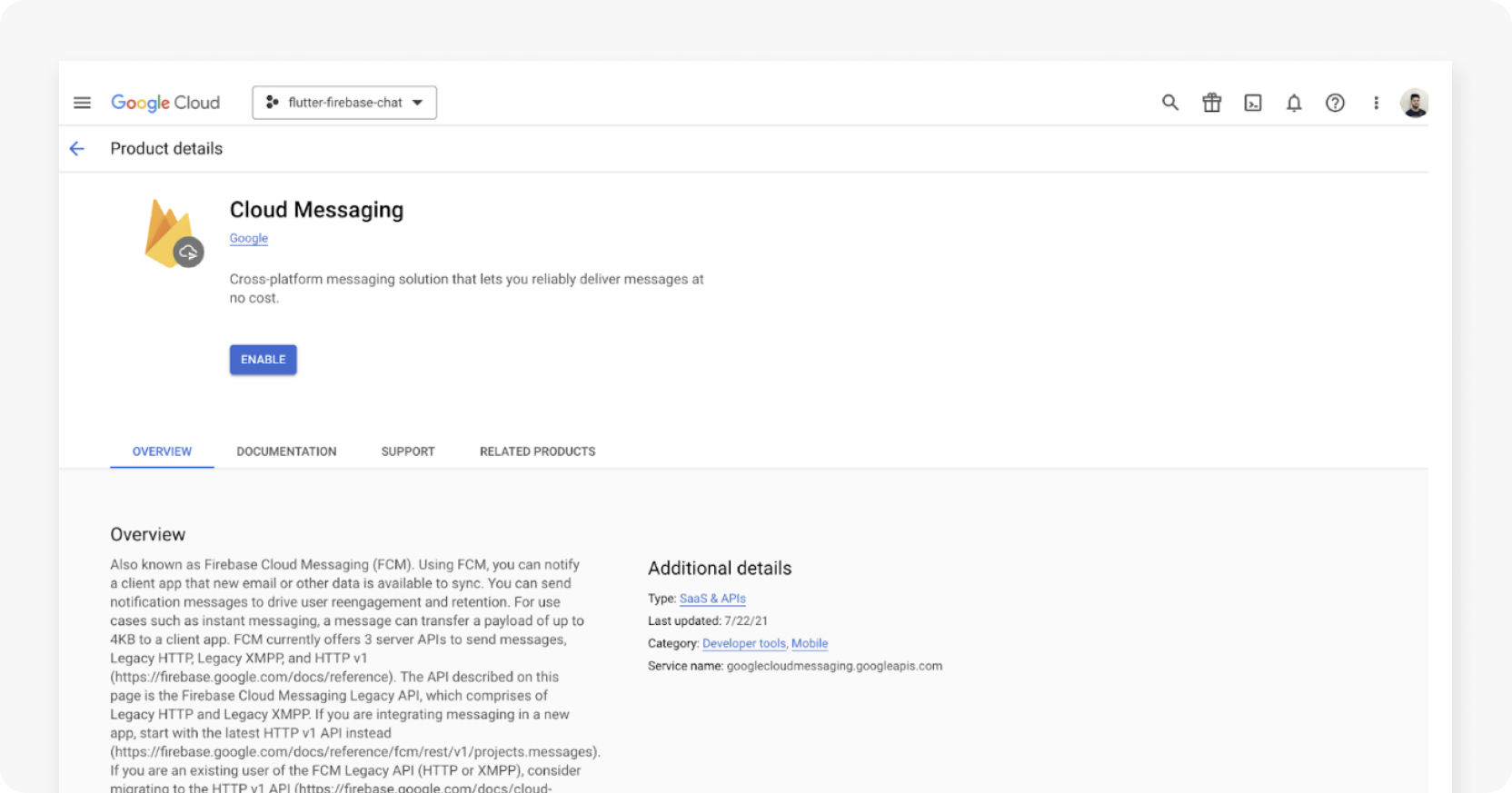 Enable the legacy FCM API
