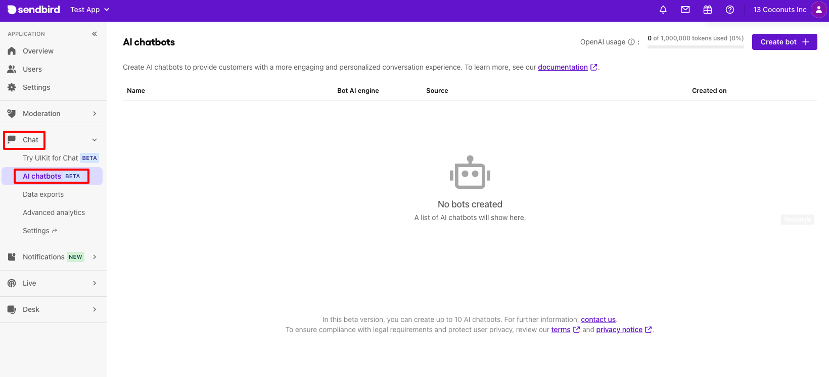 AI chatbots in dashboard