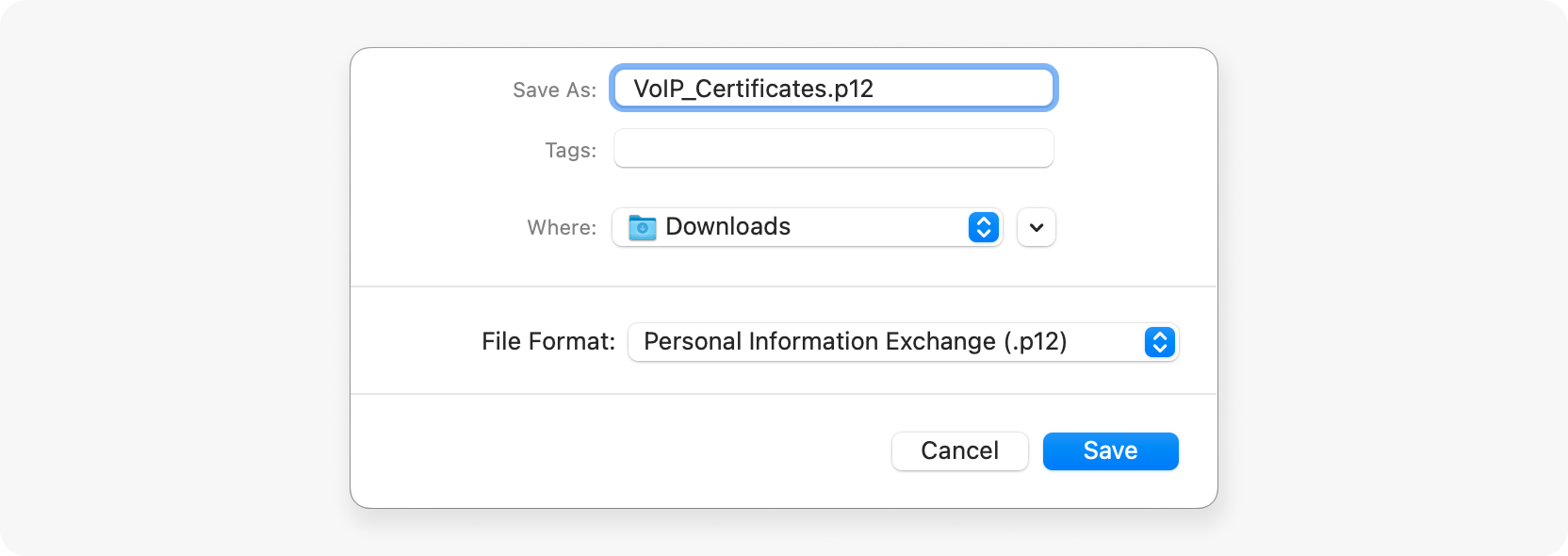 Convert the certificate to .p12 file